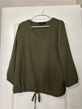 Fred David Olive V-Neck Drawstring Tunic
